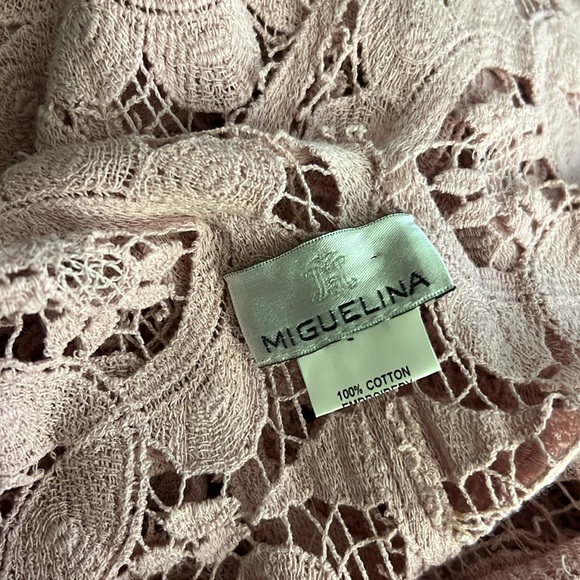 MIGUELINA ON THE EVE CROCHET LACE COLUMN MAXI DRESS PINK M - Picture 12 of 12